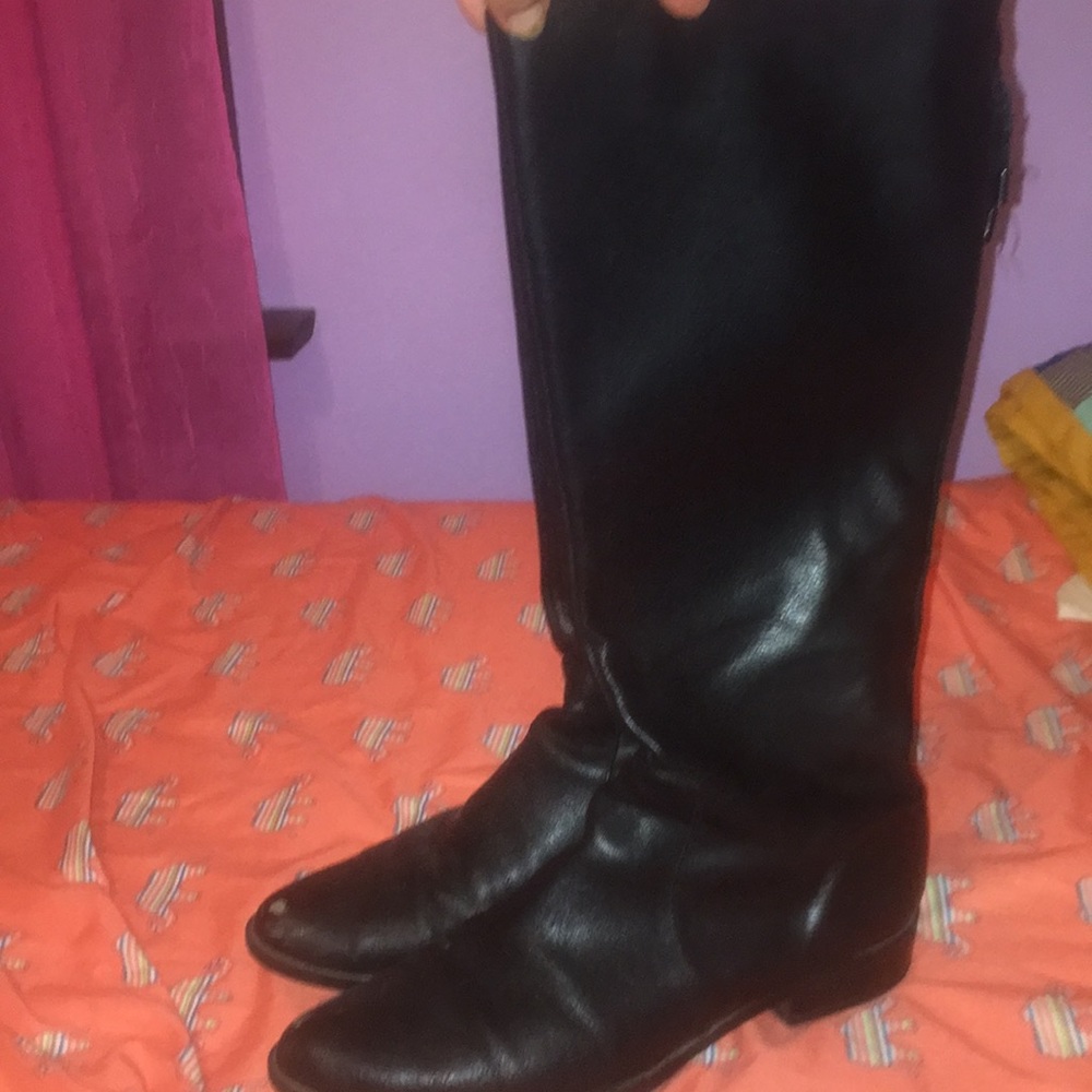 Calvin Klein black leather zip boots - Size 9
